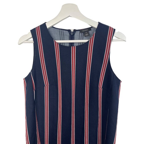 Halogen Navy Red Striped Sleeveless Mini Shift Dress Women’s XS Work Casual - Picture 2 of 12